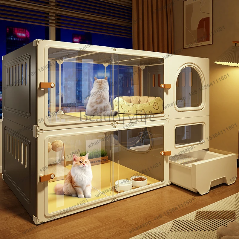 Cat villa with toilet integrated cat cage indoor household oversized free cat nest house