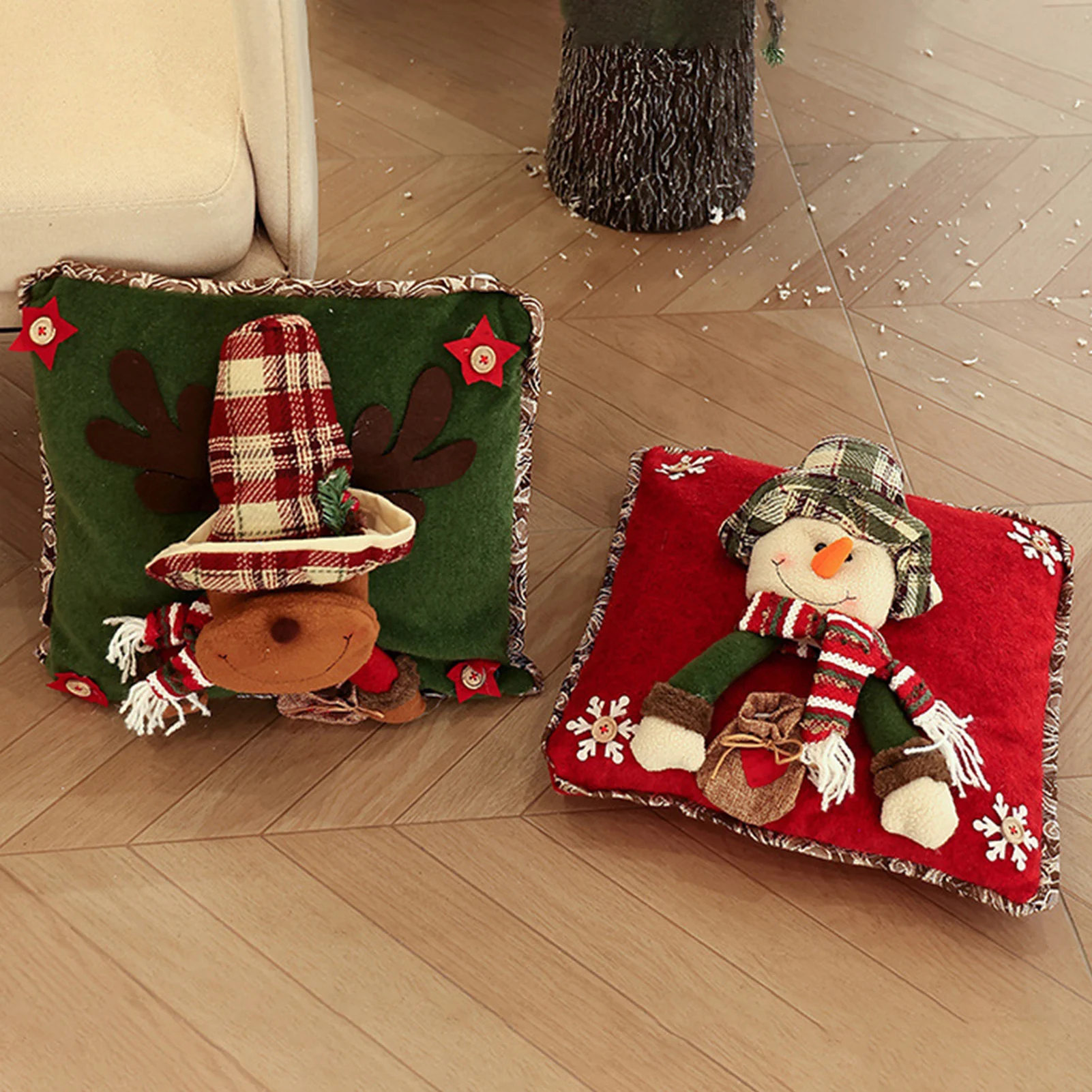 Christmas Cushion Cover 3D Snowman Santa Claus Pillowcase Sofa Cushion Covers for 2026 New Year Christmas Home Decorations