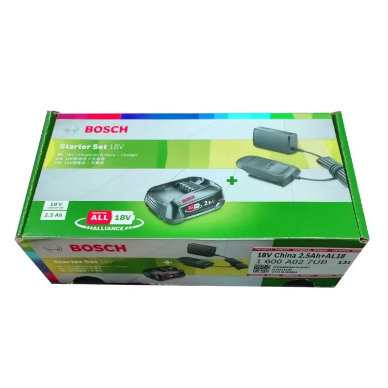 Bosch-Conjunto de baterias e carregadores Li-ion, 18V, 2.5Ah, AL 1830 CV, Ferramentas elétricas para a série Bosch Green