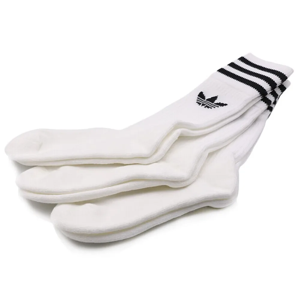 Adidas Trefoil Men's and Women's Basketball Socks: Non-Slip, Durable, Comfortable, and Breathable—White, 3-Pack