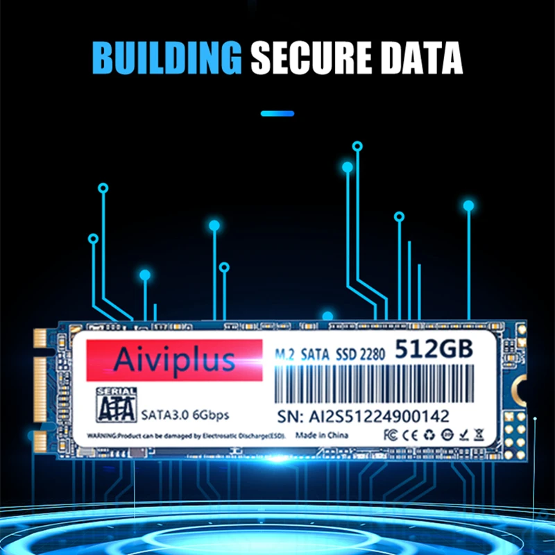 Aiviplus SSD Ngff M2 1tb 256GB 512gb M2 SATA 128gb 2280 SATA3 6Gb Internal Solid State Drive Hard Disk untuk Notebook Desktop