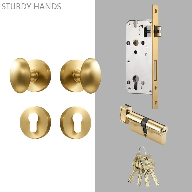 Light Luxury Brass Magnetic Suction Optional Double Open Door Lock Mute Security Bedroom Door Locks Home Hardware Lockset