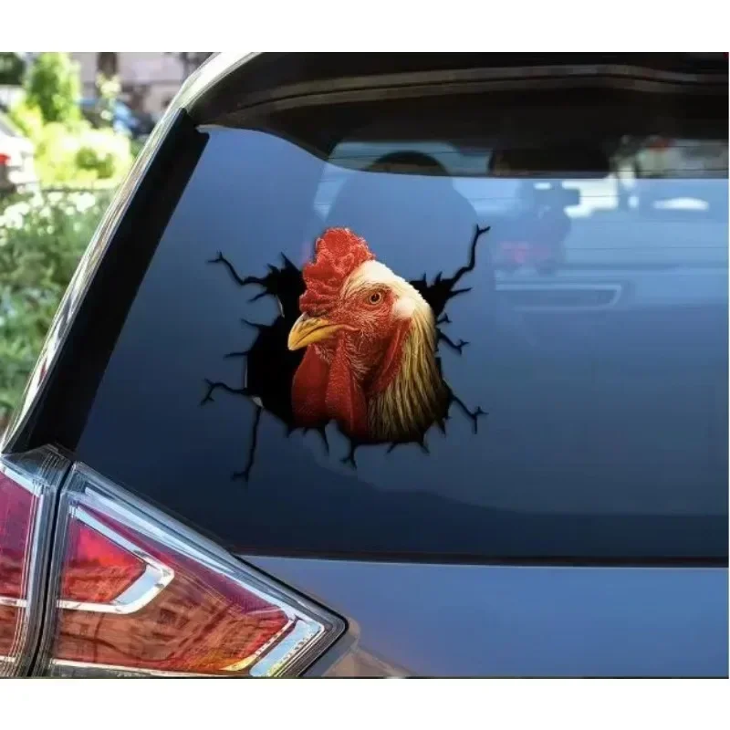 Car sticker, featuring a fun and humorous chicken design, made of waterproof and sun-resistant PVC material. 30 centimeters.