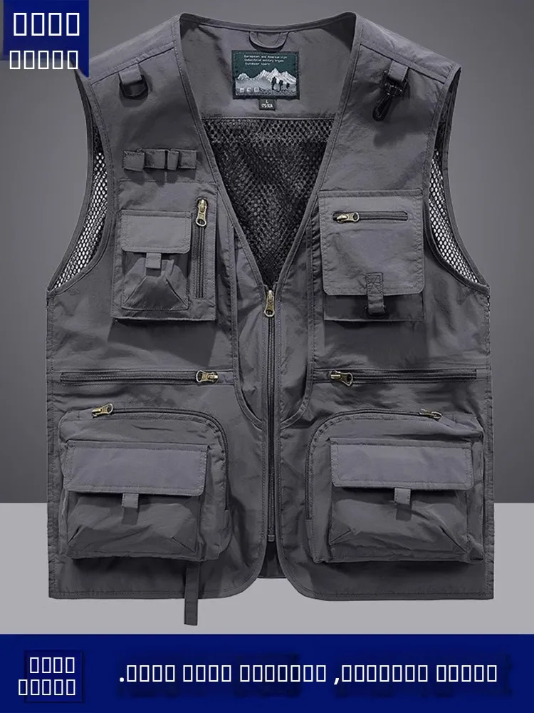 

Универсальный рыболовный жилет для мужчин, носимый в любое время года, с множеством карманов, модная ретро-куртка со съемными плечевыми ремнями, мужская одежда