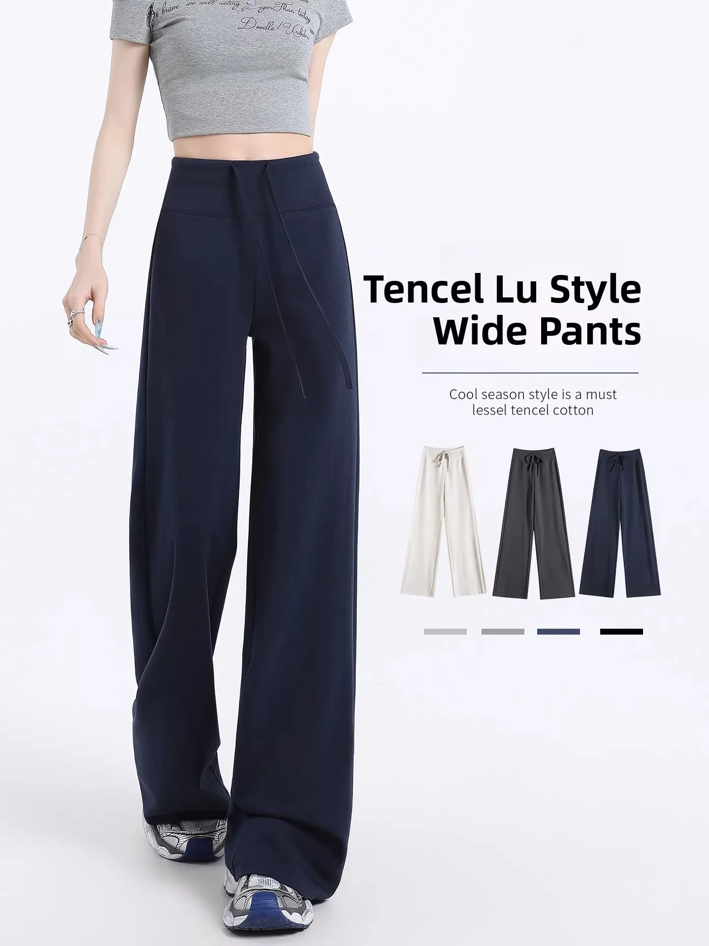 

Casual High Waist Yoga Pants Women's Summer Fitn Straight Leg Wide Leg Pants Loose Fit Trousers Casual Loose Sle