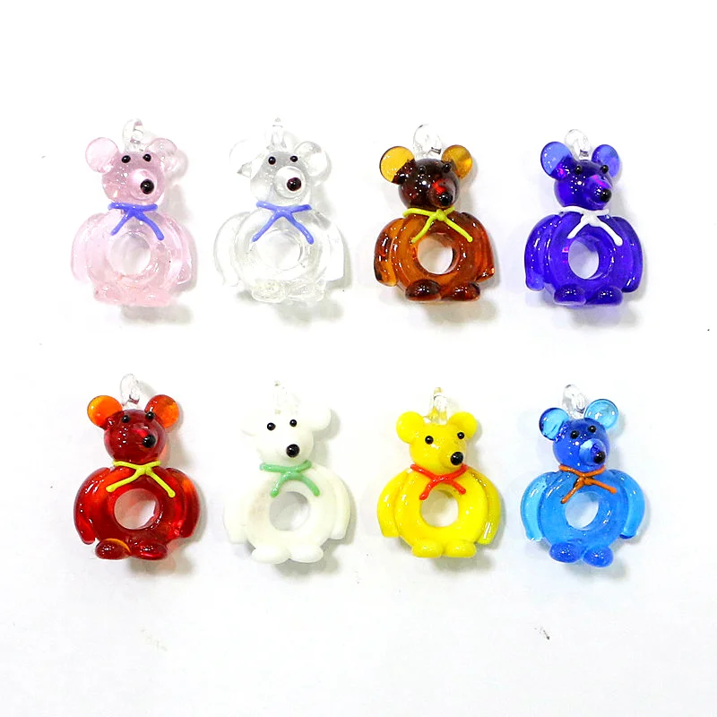 

8pcs Custom Cute Bear Mini Figurine Pendant Christmas Tiny Animal Ornaments Creative Fashion DIY Girl Jewelry Making Accessories