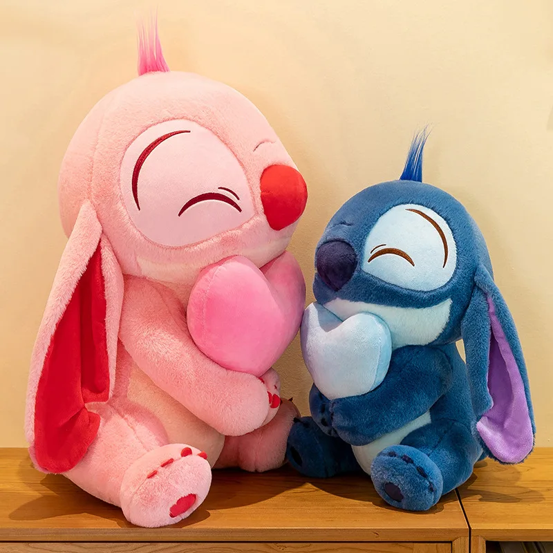 Disney Cartoon Plush Toy Lilo & Stitch Kawaii Pink Heart Angel Doll Cute Anime Soft Stuffed Kawaii Girl Children'S Birthday Gift