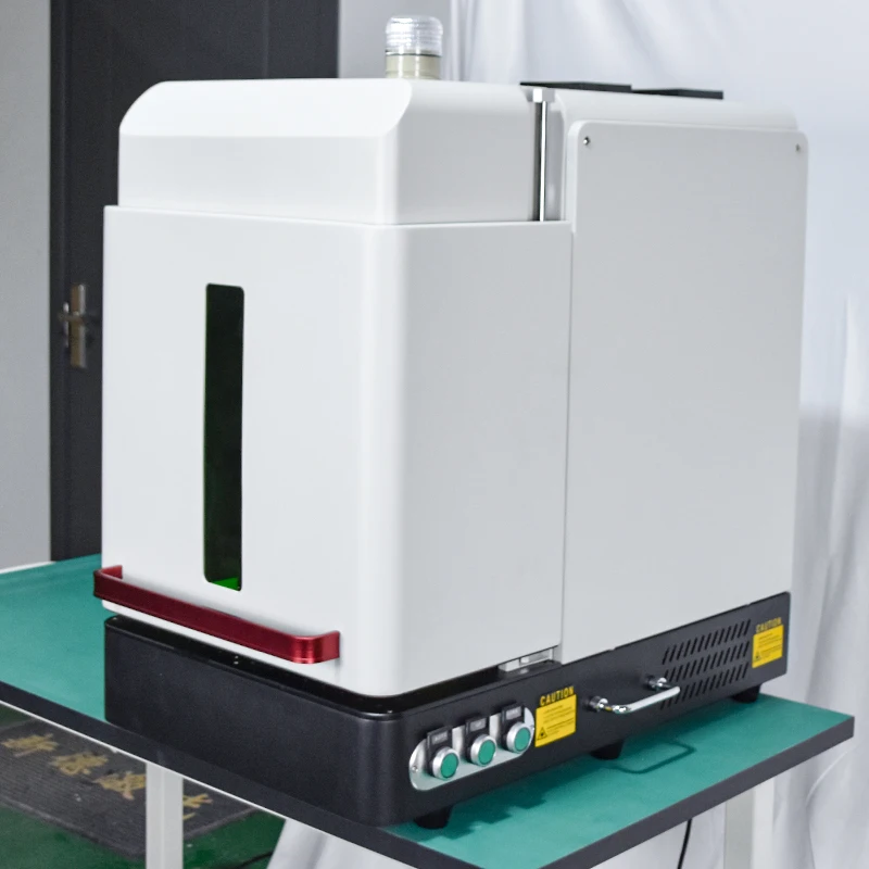 

Hot Sale 100W Enclosed Fiber Laser Marking Machine Used Galvo Brand Marking Head Laser Source DXF PLT AI Home Use Glass