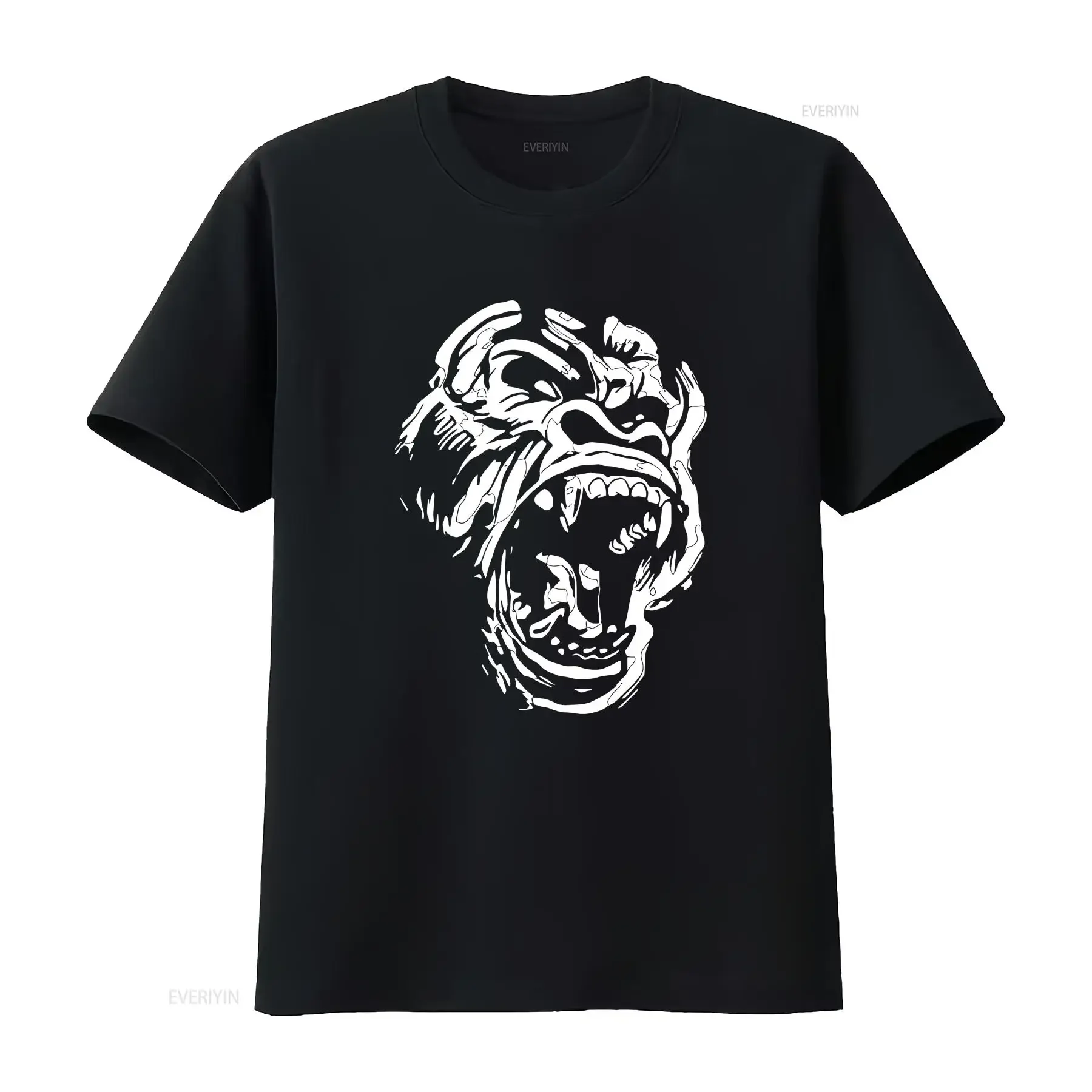 Angry Gorilla T Shirt Silverback White Fierce Great Ape  vintage Washed Breathable Top For Everyday Wear Casual Unisex homme
