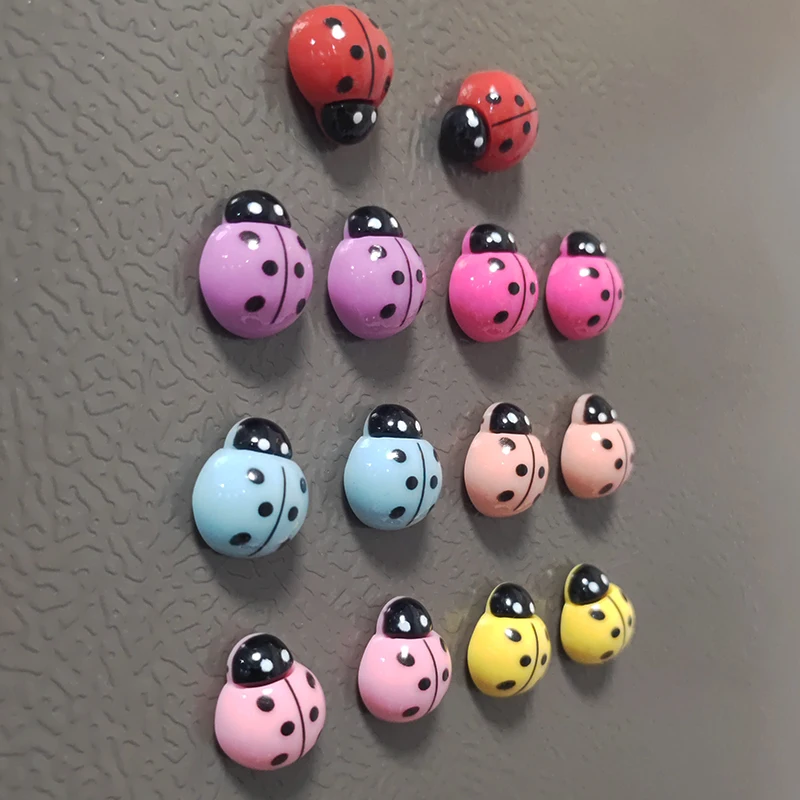 10pcs Mixed Color Ladybug Refrigerator Magnets Home Decor Creative Magnet Message Stickers Magnetic Decorations