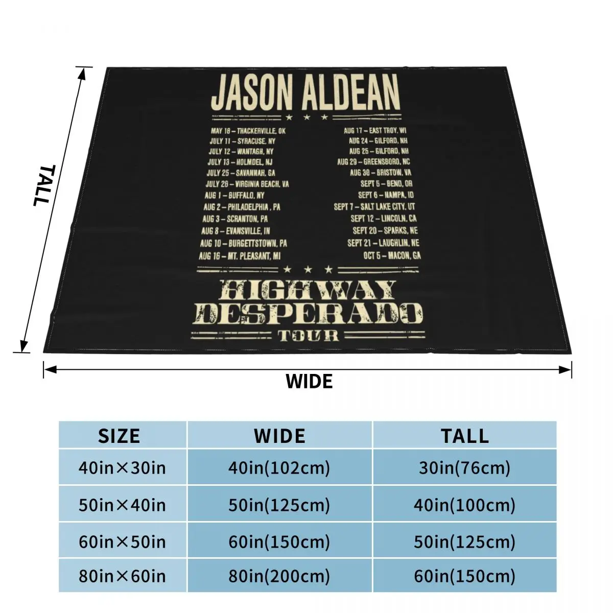 Jason Aldean Highway Desperado Tour 2024 1 Quilt Blankets Throw Blanket Thin Wadding Blanket Throw Blanket