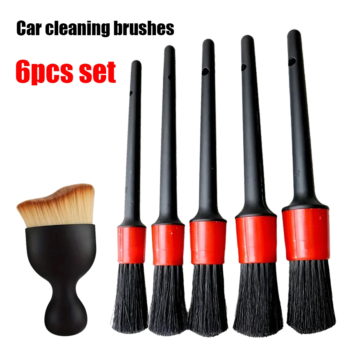 6 Piece Car Wash Care Detail Brush Set for Cleaning Wheels, Dashboard, Vents, etc., Car Cleaning Brush, Car Accessories