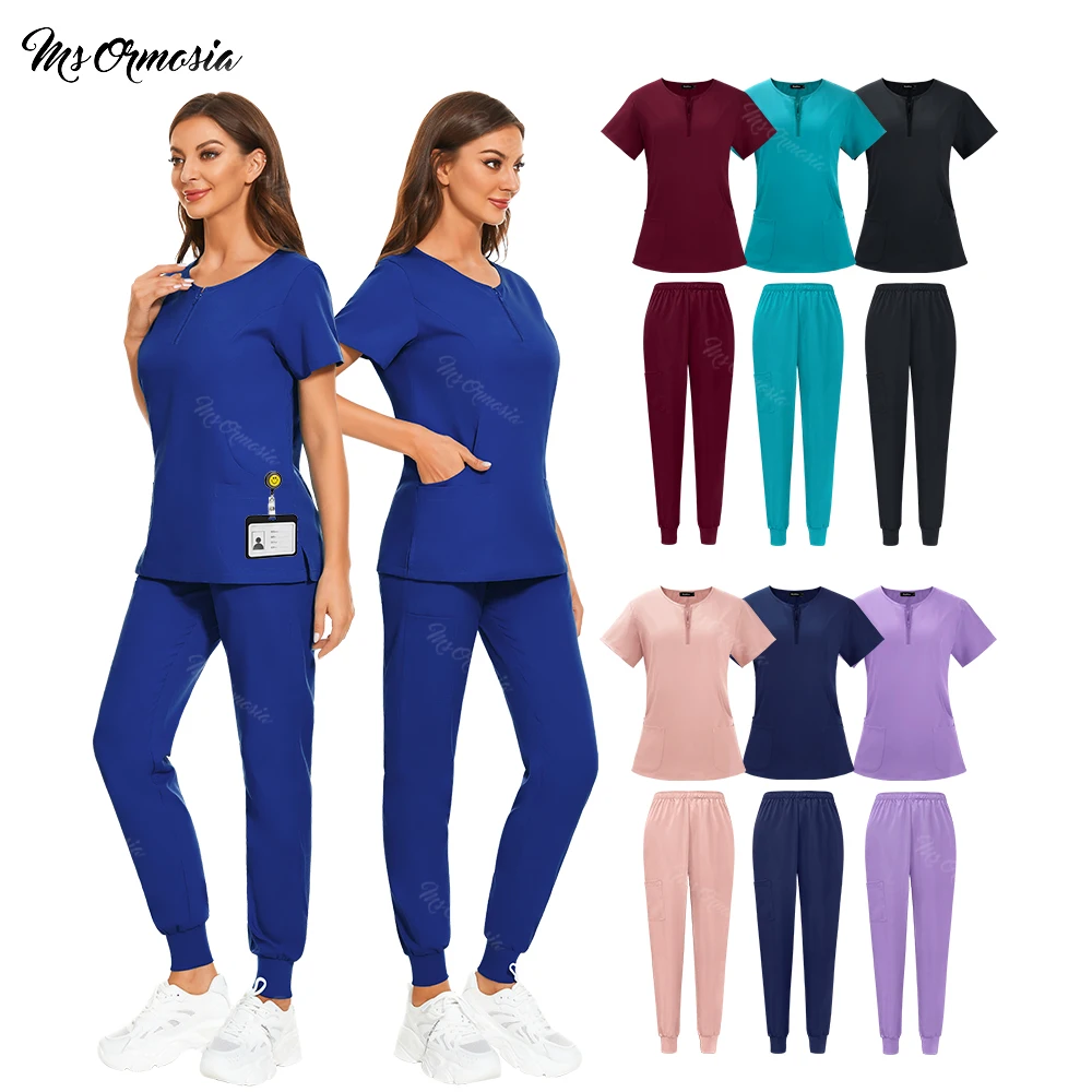 

Wholesale Scrub Set Doctor Nurse Medical Clothing Hospital Surgical Uniforms Women Wearwear Scrub Suit Doctor Uniform Multicolor