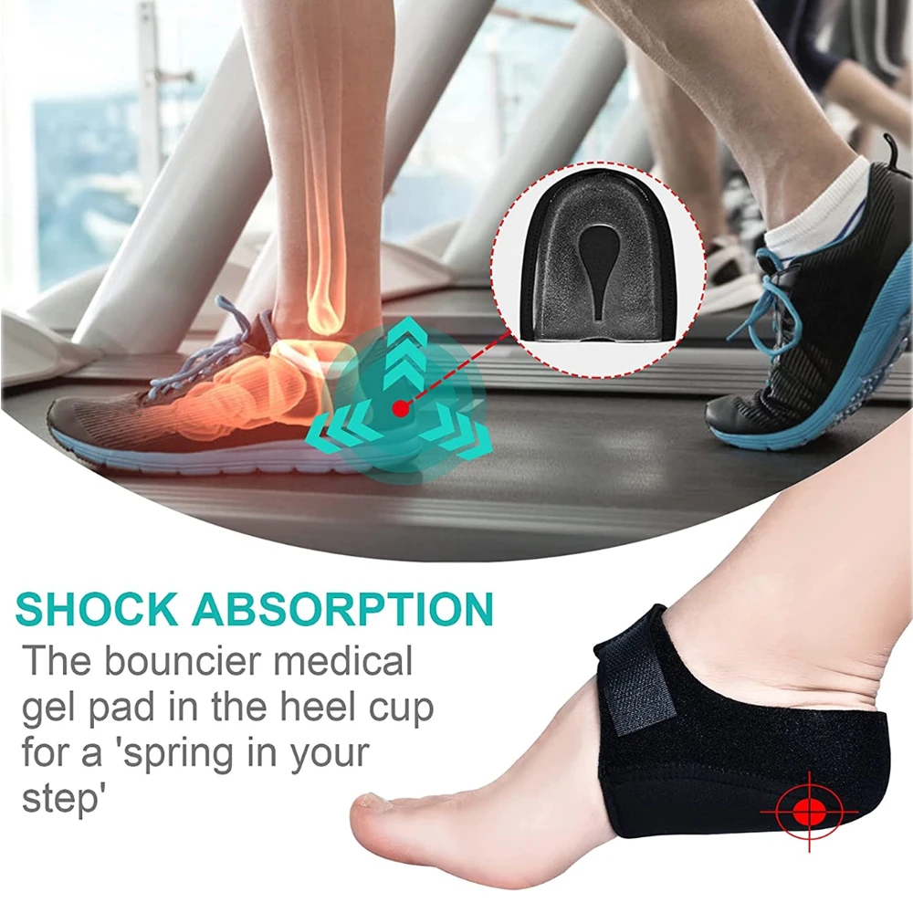 U-förmige Silikon-Gel-Fersenkappen, Plantarfasziitis-Fußstütze zur Fersensporn-Schmerzlinderung, Stoßdämpfende Einlegesohlen für Männer und Frauen – Detail 3