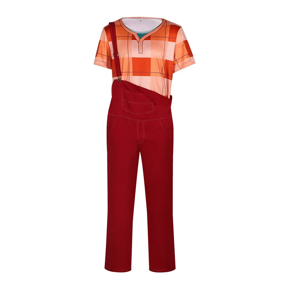 Anime Wreck-It Ralph 2 Cosplay Costume Rompers T-shirt Jumpsuit Men Halloween Party Cosplay Ralph Outfits