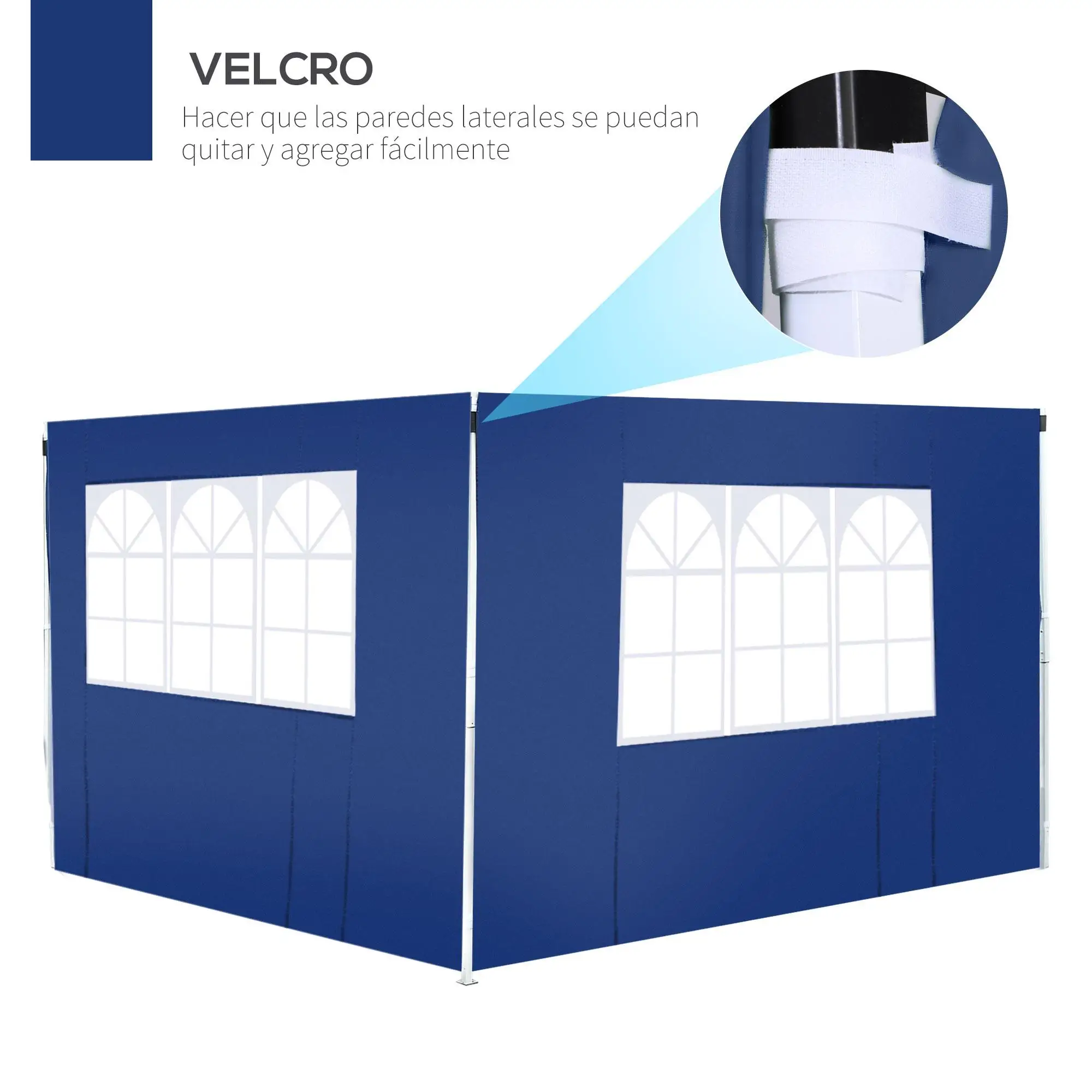 Juego de toldos laterales de 2 piezas de 300x200 cm para carpa desplegable, tela Oxford con 1 ventana de PE, cierre de velcro, jardín