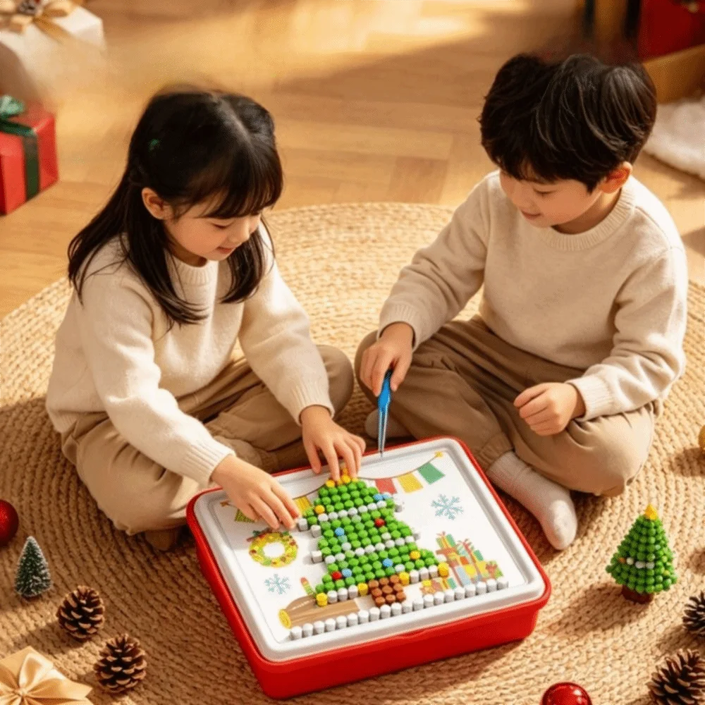 3D Pegboard Puzzle Set Colorful Patterns Mushroom Shaped Pegs Mushroom Nail Pegboard Perforated Board Focus Training