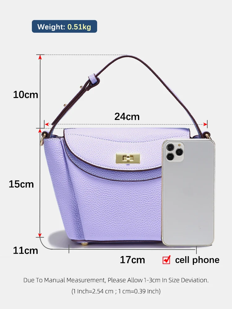 Zency Genuine Leather Top Handle Bag For Women Luxury Bag Shoulder Crossbody Noble Handbag with Inside Zip Pocket Sac