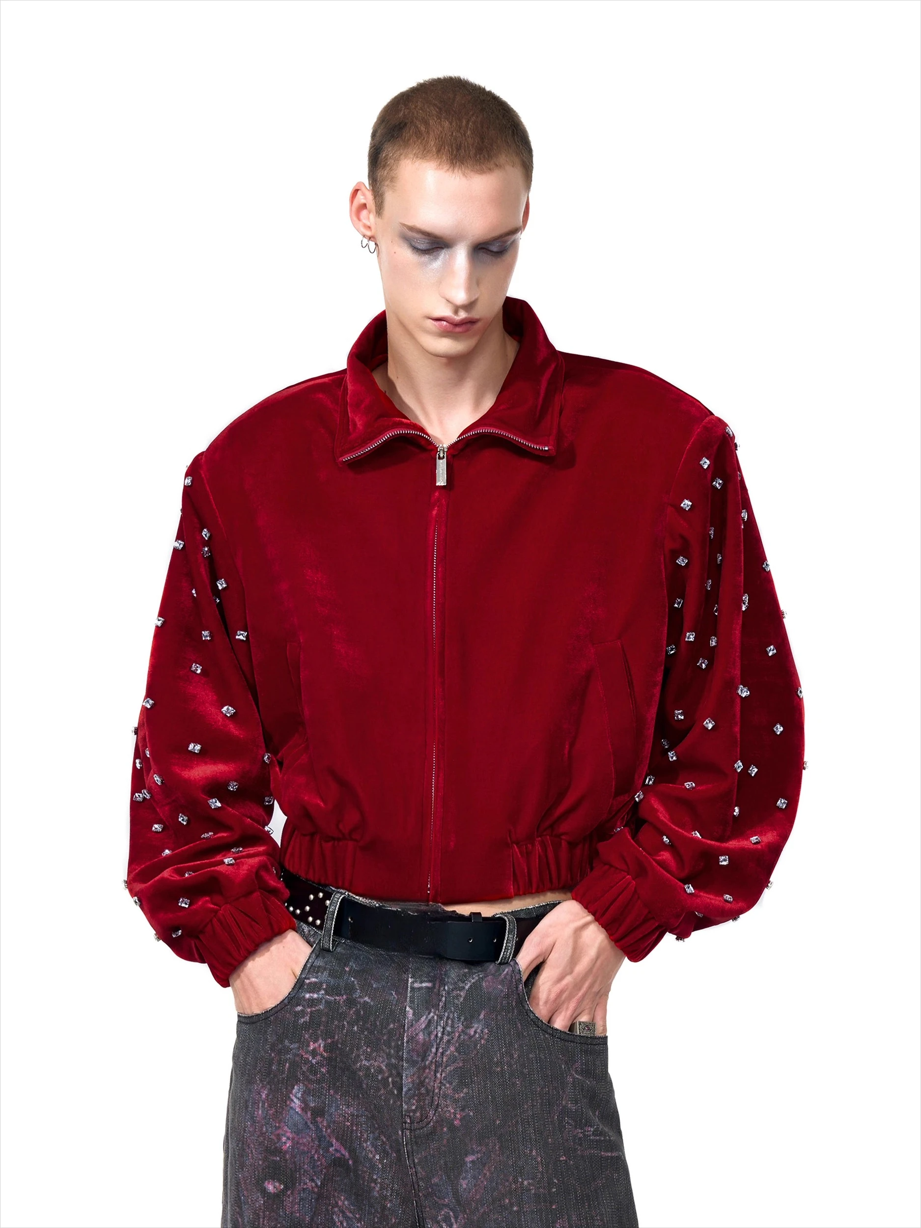 Men's Light Luxury Elegant Jacket Men's 2025 Autumn New Diamond High-End Short Style Jacket Male Handsome Long Sleeve Chic Coats