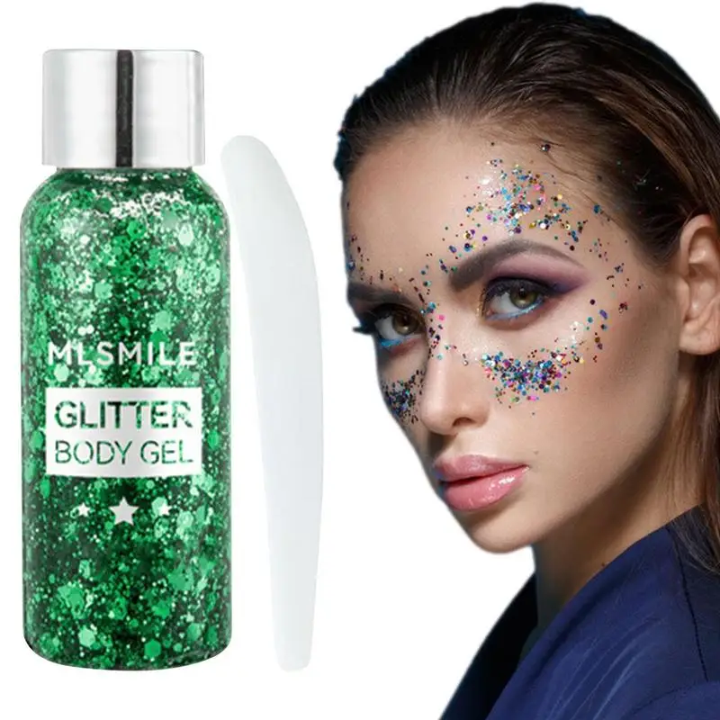 Gel de Sombra Multiusos Glitter para o Corpo, Lantejoulas Irregulares, Floco Brilhante, Holográfico, Rosto Festival, 30ml