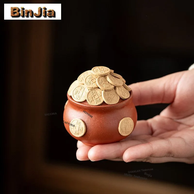 

Purple Clay Wealth And Fortune Treasure Basin Tea Pet Creative Exquisite Miniatures Tea Figurine Play Toys Tea Statue Ornaments