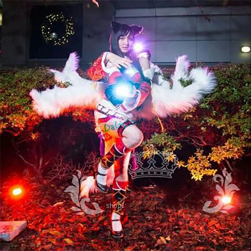 

CyAnime LOL Spirit Blossom Ahri Cosplay Tails Women Sexy Blue Fox Ahri Nine Tailed Halloween Prop Accessories Cosplay Costume