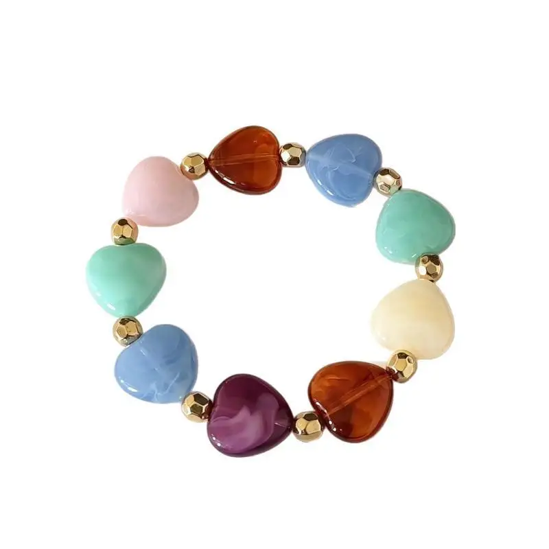 Boho Bunte Herz-Perlen Stretch-Armreifen Neue Harz-Herz-Perlen-Armbänder 2026 Trendiger Schmuck – Detail 5