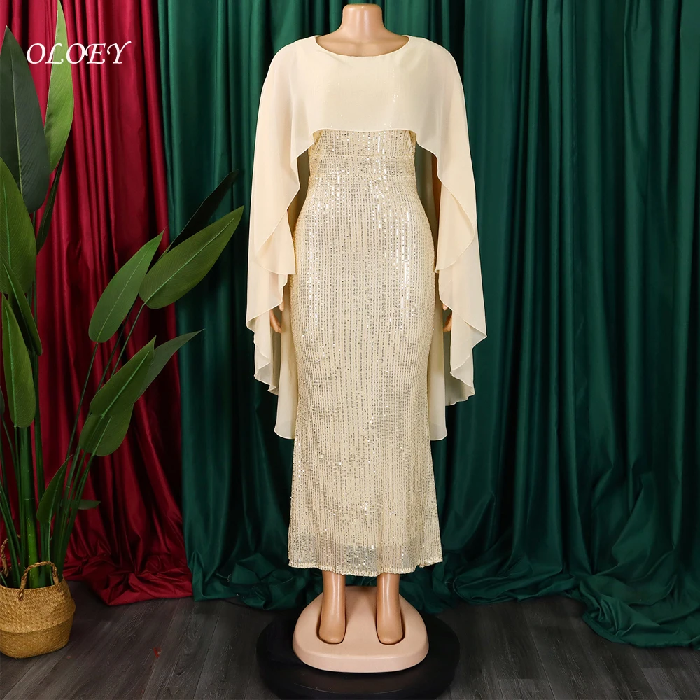 

OLOEY Cloak Hip Wrap Prom Gown Exquisite Portrait Mermaid Trumpet Party Dress Ankle-Length Pleat Customized