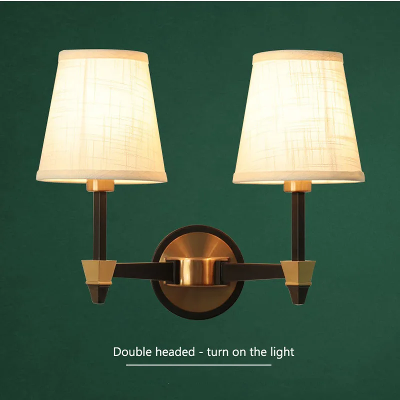 American Rural Fabric Wall Lamp Bedroom Light Mirror Headlight Creative Simplicity Living Room Aisle Stairs Balcony Wall Light