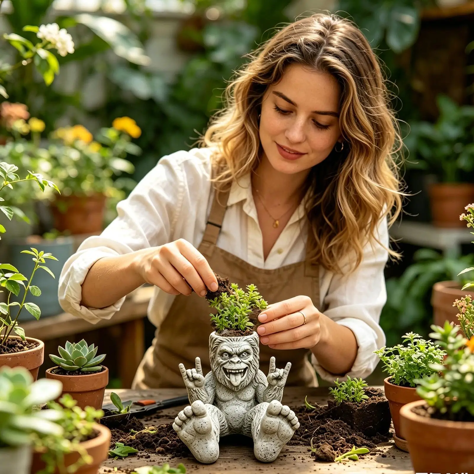 Animal Planters Weather-Resistant Resin Funny Rock On Ape Animal Patio Flower Pots For Indoor Outdoor Garden Backyard Patio