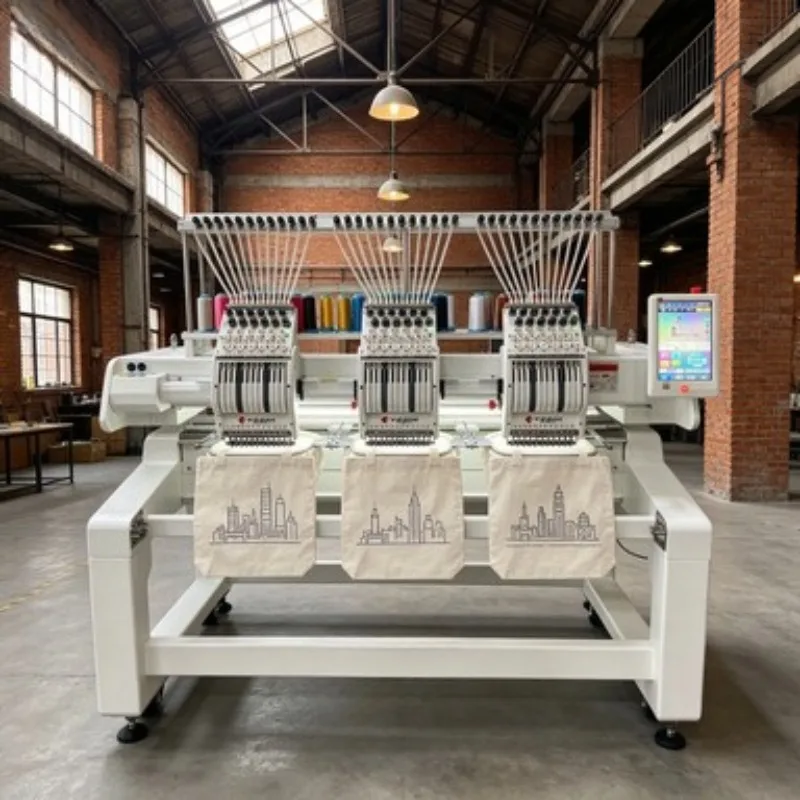 High Speed Flat Embroidery Machinery 8 Heads 15 Needles Dual Output Embroidery System for Garment Factory