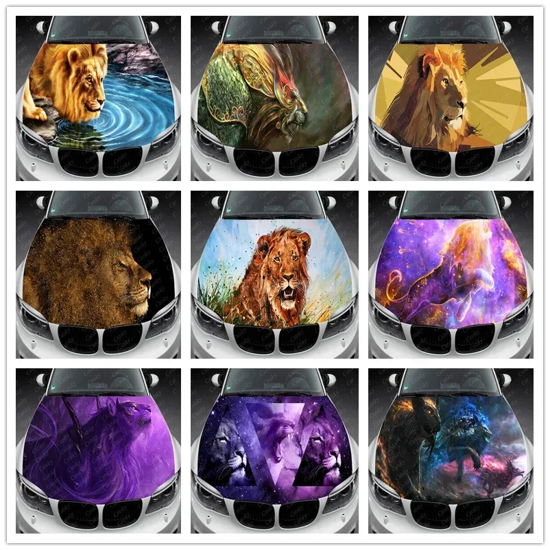 

Abstract Lion Car Hood Vinyl Stickers Wrap Vinyl Film Engine Cover Decals Sticker Car Auto Accessories