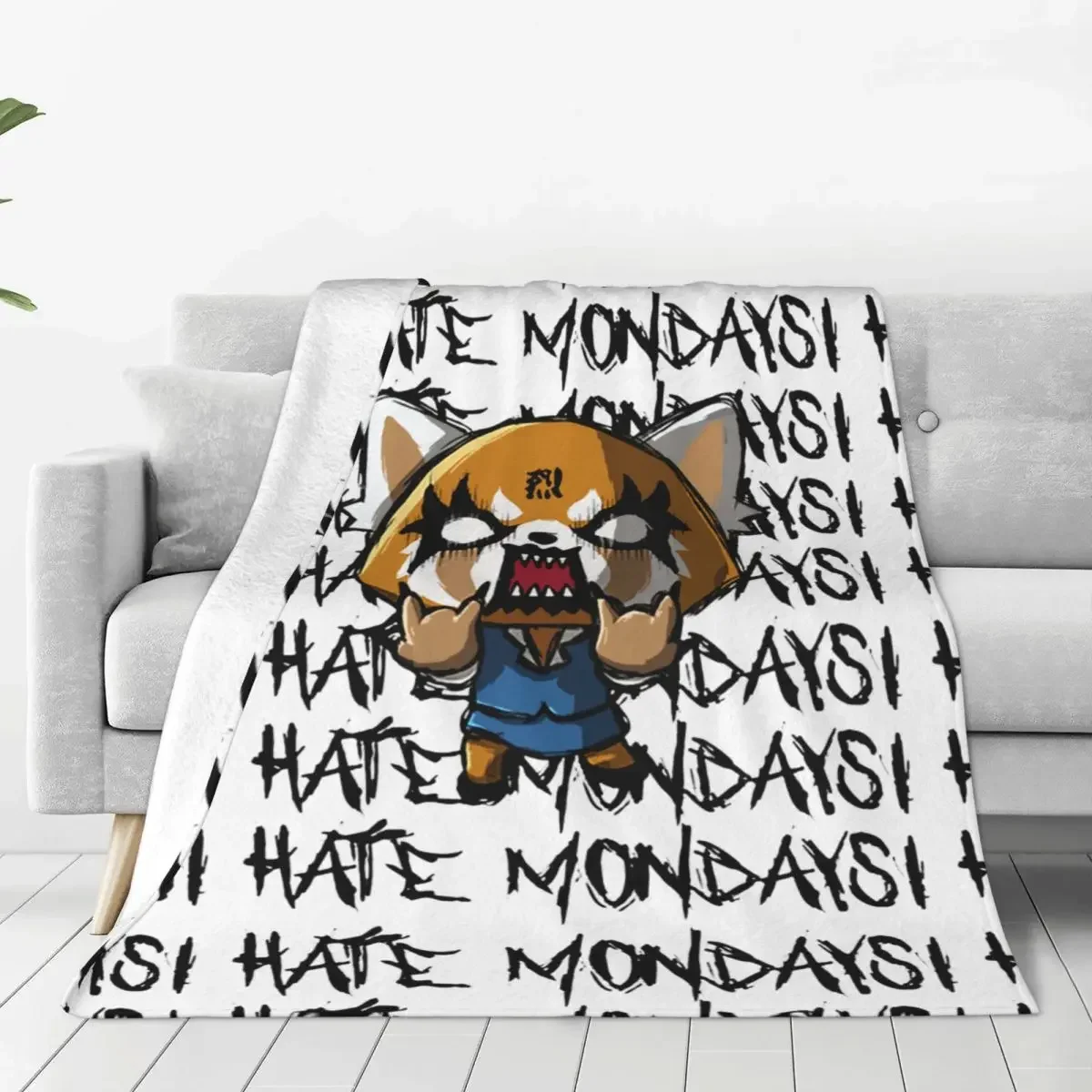 Aggretsuko Aggressive Retsuko I Hate Monday Blanket Cover Flannel Lightweight Throw Blankets for Bed Bedroom Quilt