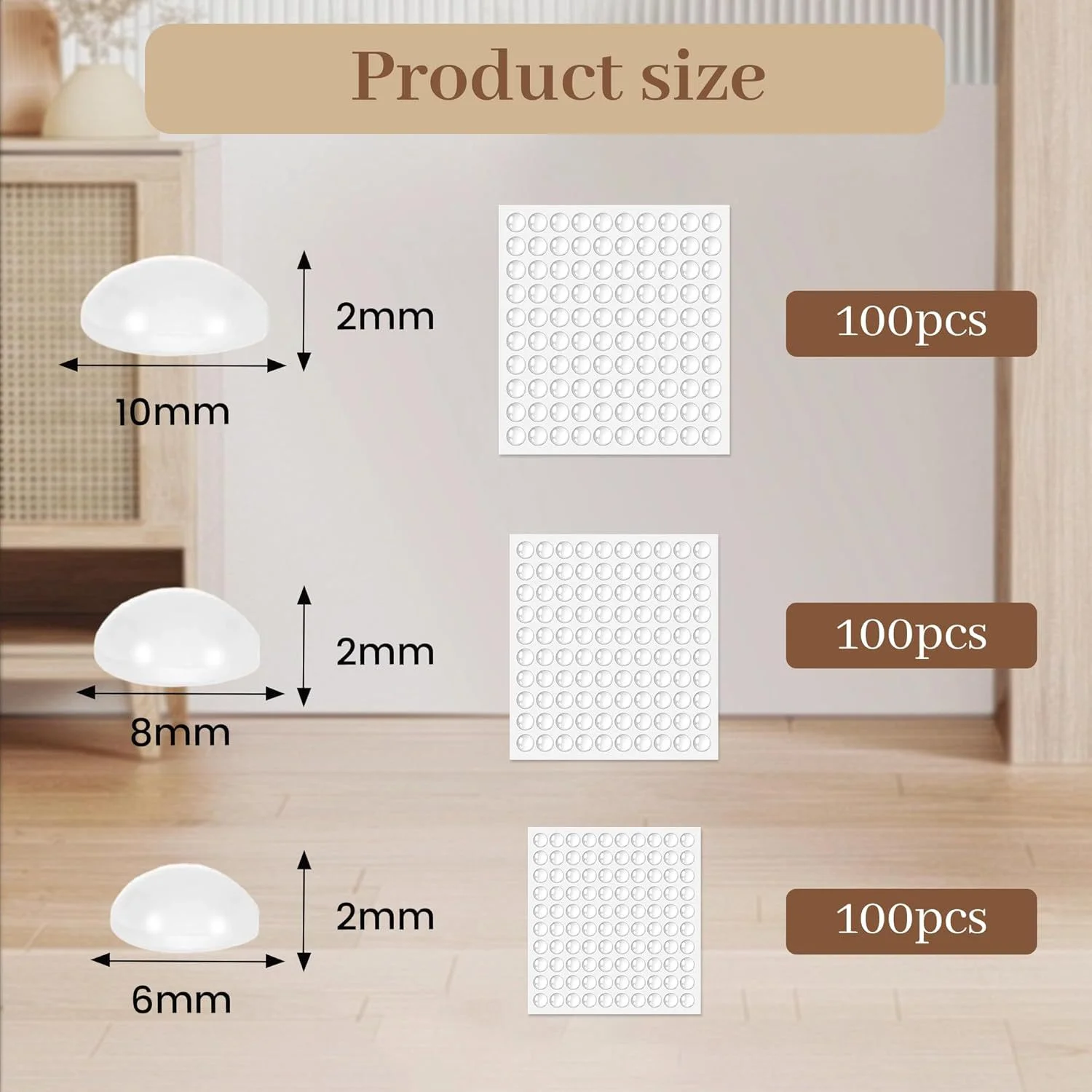 Rubber Bumper Pads, Self-Adhesive Silicone Feet, Round Anti-Slip Dots, Noise Dampening Door Stoppers & Shock Absorbers