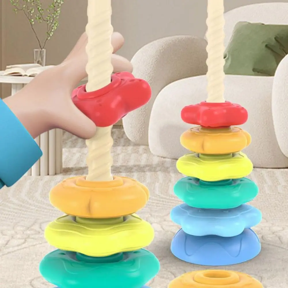 Irregular Square Rainbow Stacker Baby Toy Montessori Toy Rainbow Tower Rotating Screw Bolt Toys Stackable Puzzle