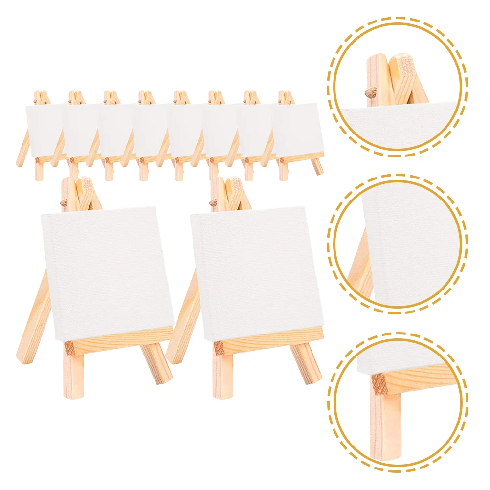 

18 Sets Crafted DIY Mini Canvas Small Tiny Painting Easel Decor Decorate Accessories Cotton Wood Multi-function Child Kids