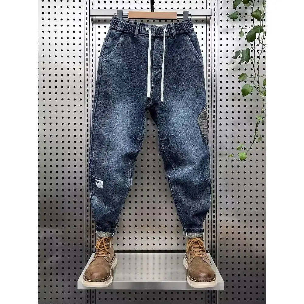 

Модные мужские джинсы прямого кроя, свободные брюки в корейском стиле, длинные брюки, осень 2024, модные джинсы в стиле Харадзюку с низкой талией, джинсы с расклешенным низом