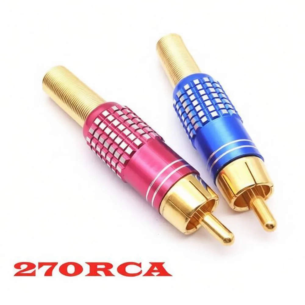 270RCA Gold Plated RCA Male Plug Connector Solder AV Audio Video Cable Plug Adapter for Video IP Camera CCTV Camera Random Color