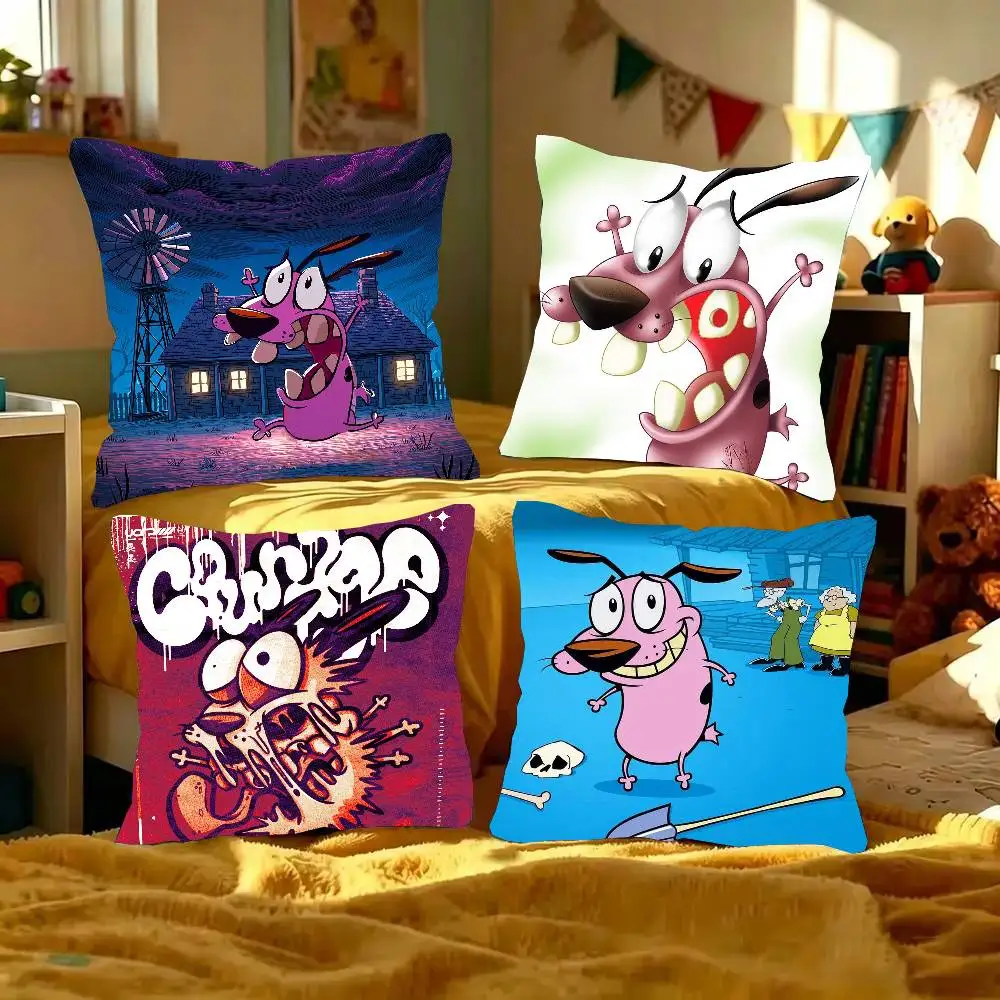 Cartoon Anime C-COURAGE The C-Cowardly Dog Pillow Case Fashion Square Pillowcase Bedroom Sofa Room Ins Decoration Leisure