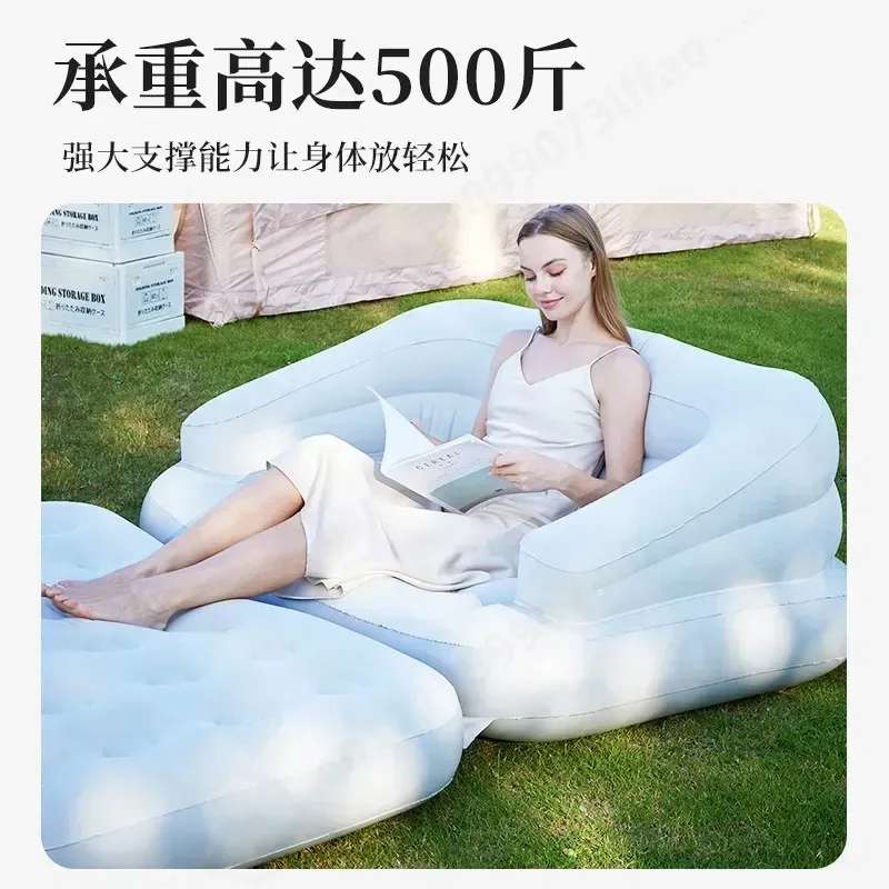 Portable Outdoor Camping Air Mattress Inflatable Sofa Folding Lazy Tent Bed for Household Use