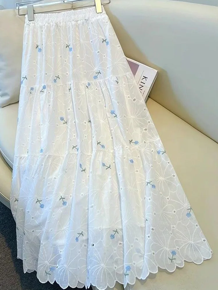 Women Floral Long Skirt Sweet High Waist Cute Skirts Female Spring Summer Preppy Style Elegant Loose Ins Fashion Long Skirts New