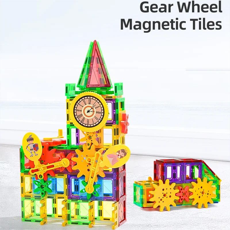 Magnetic Building Blocks Children Educational Engineering Construction Game Toys Set Gear Wheel Magnets Tiles For Kids Learning