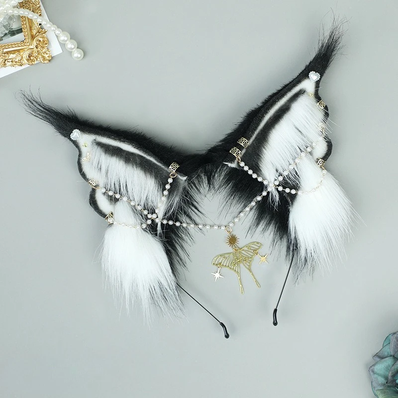 Simulated Plush Lynx Cat's Ears Diffuse Exhibition ​Cosplay Masquerade-Party Costume Hair Halloween Decoration Gift Accessories