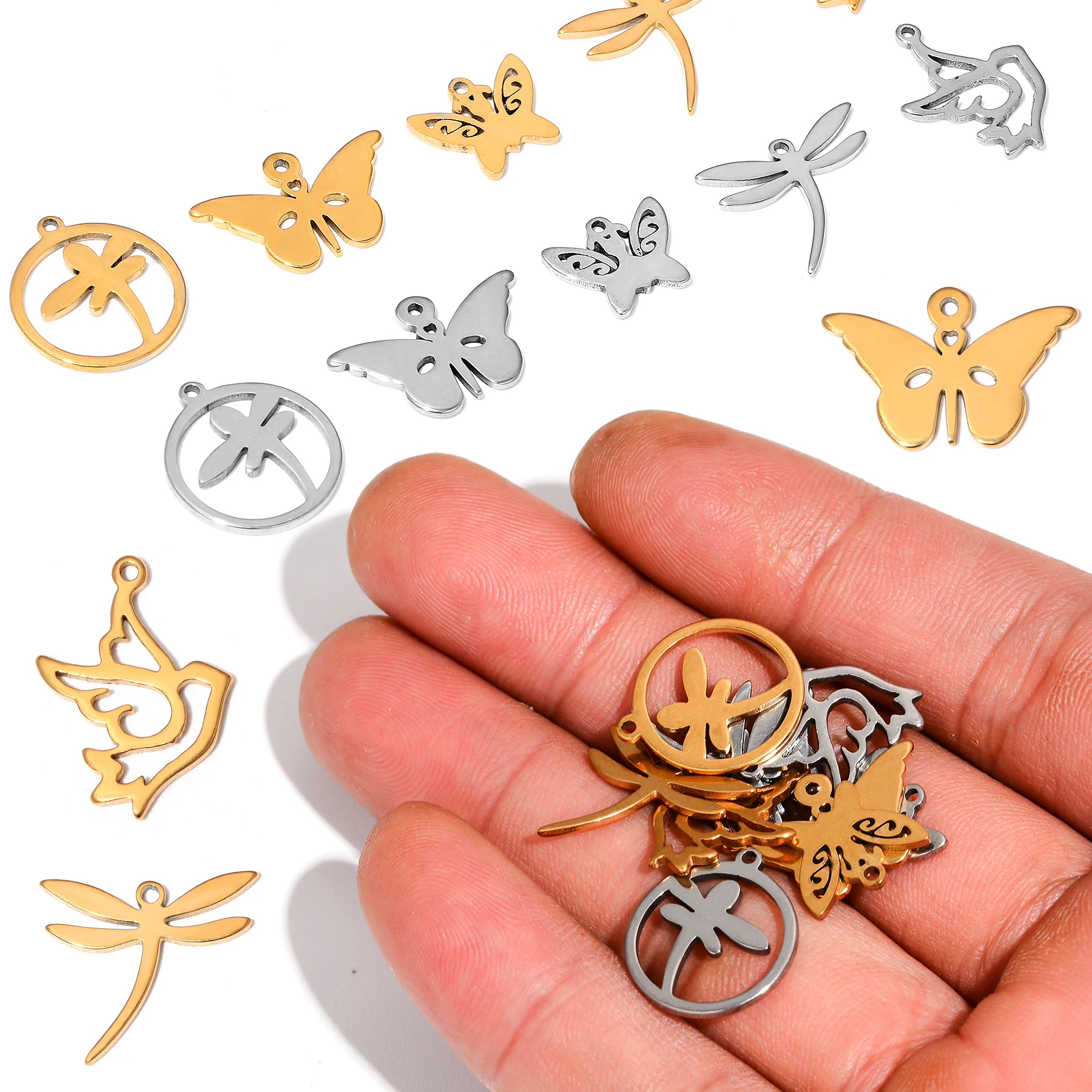 20 Stück/Set Schmetterling Herz David Stern Engel Familie Anhänger Edelstahl Charms Schmuckherstellung DIY Handgemachtes Handwerk Großhandel – Detail 3