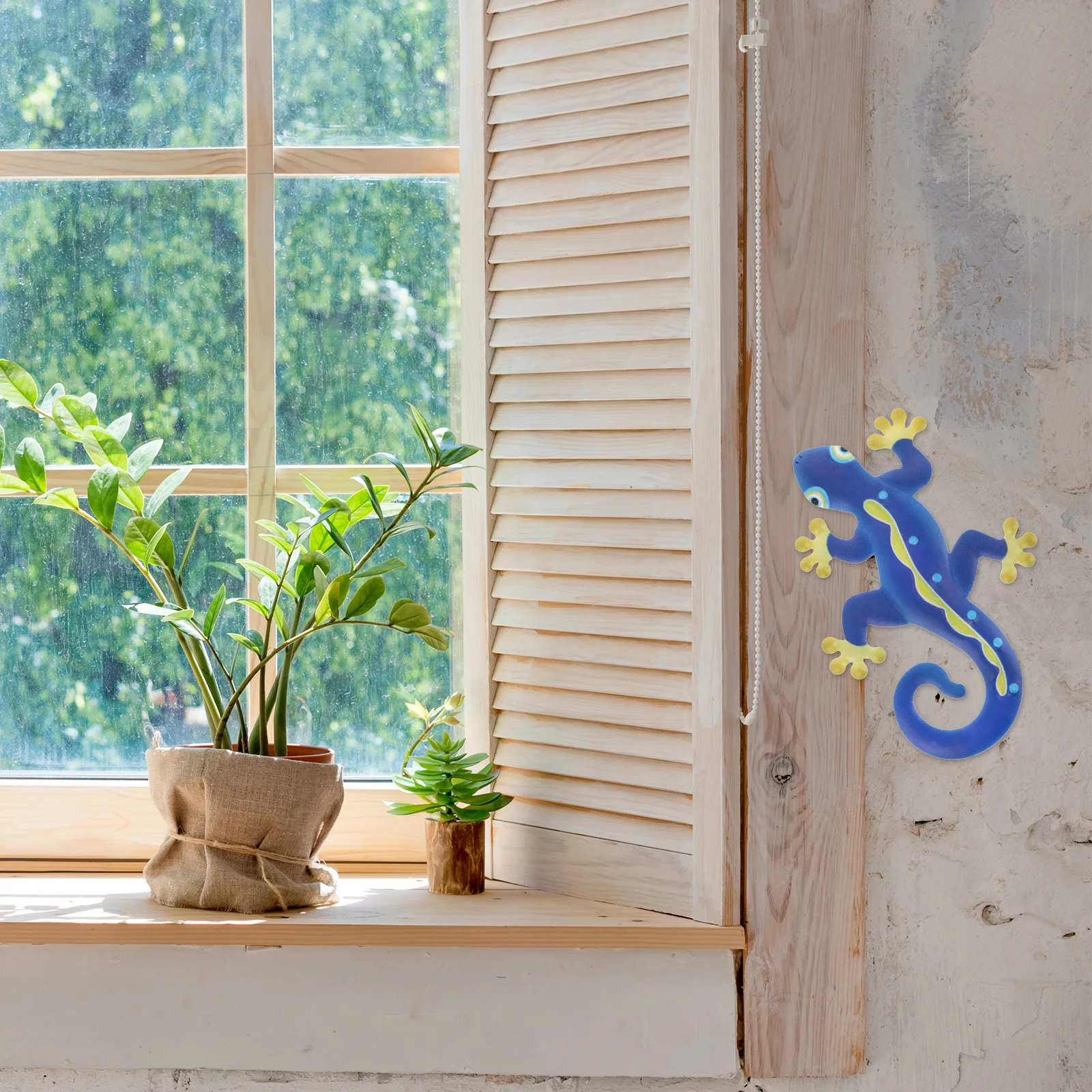 

Wall-mounted Metal Pendants Garden Decoration Gecko Lizard Hanging The Fence Miss