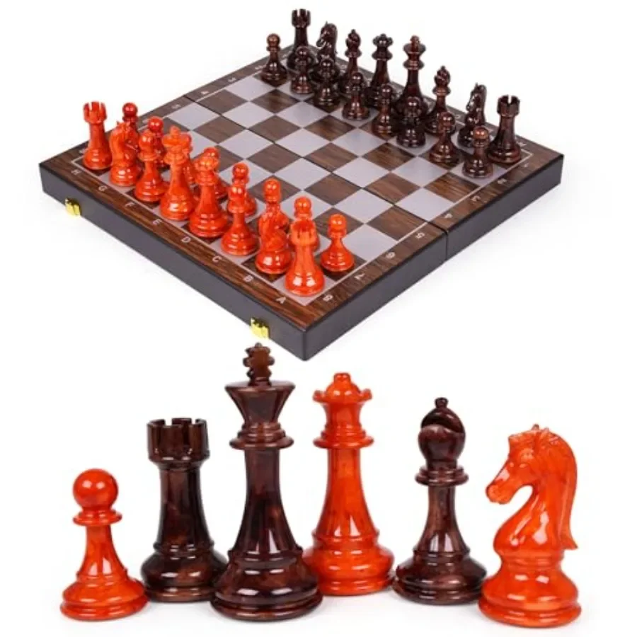 

17 Inch Super Large Chess Set for Home Club Display, Weighted Acrylic Pieces with Zinc Alloy Core, 4.2 King in Classic Black Wh