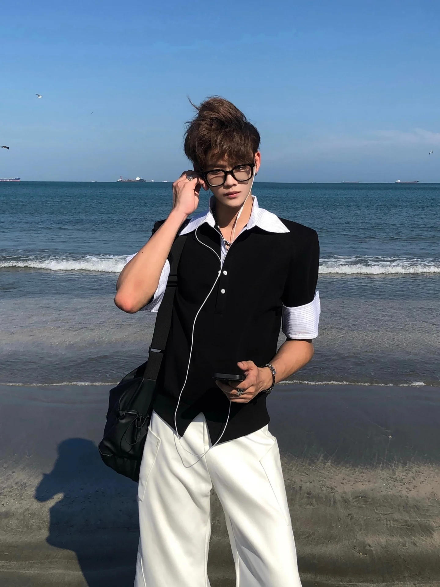 Cleanfit Retro Striped  Shirt Men's Color Block T-Shirt Fashion Urban Style Short Sleeve Cotton Blend Anti-Wrinkle Treatment