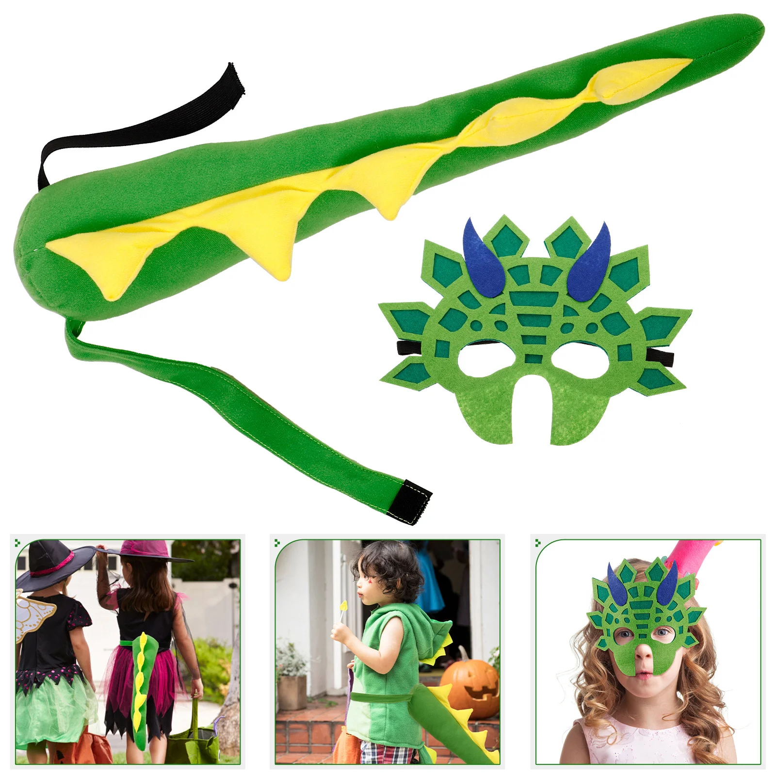 

1Set Children Dinosaur Cosplay Cartoon Mask Tail Set Party Supplies Halloween Birthday Costume Accessories Dinosaur Mask