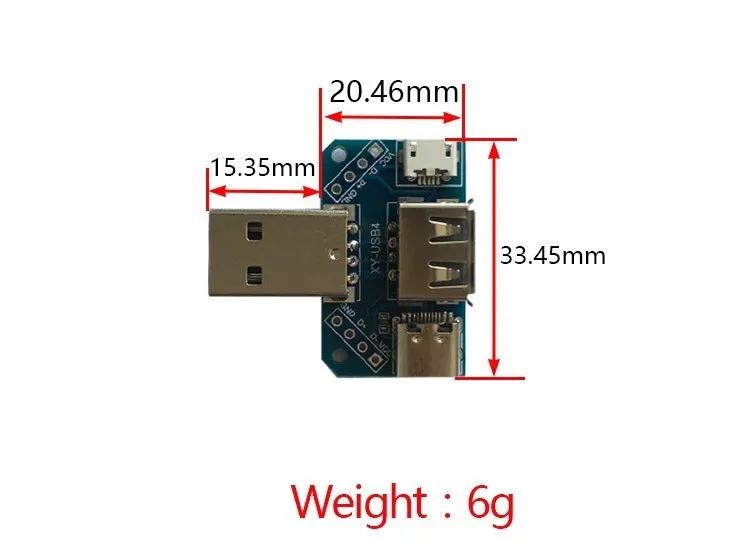 USB Head Switchboard Male USB Connector Ke Type-c Micro Female USB 2.54-4P Transfer Test Board USB Adapter Plate XY-USB4