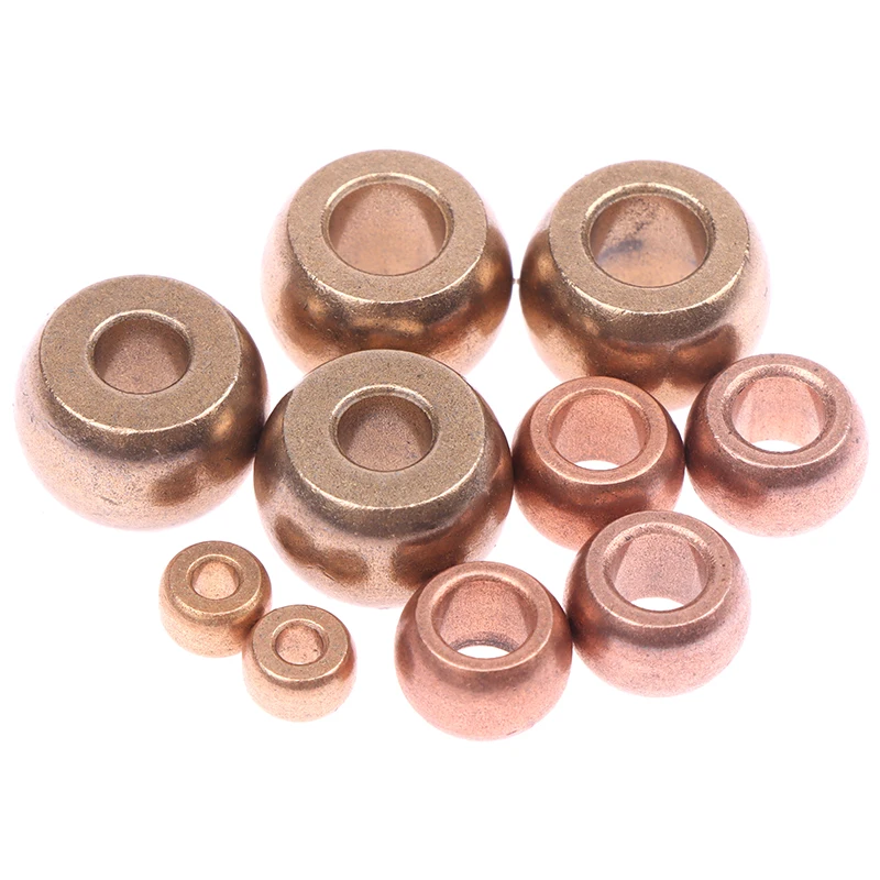 10PCS Spherical Porous Bearing Iron Copper Base Metallurgic Oil Bushing Sintered Ball Shape Copper Sleeve